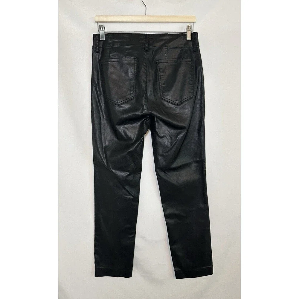 Kut from the Kloth Faux Black‎ Leather Reese Ankle Straight Pants City Women 8